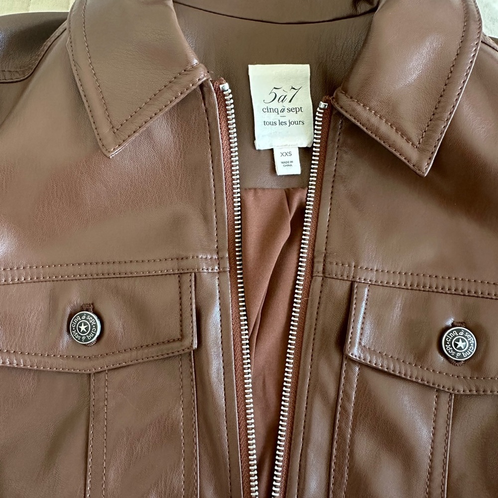 Cinq a Sept Chocolate Faux Leather Jacket
